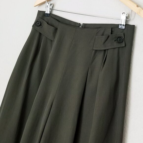 Banana Republic Tencel Pleated Pant Wide Leg Size 6 Steel Olive Green High Waist - Picture 8 of 15
